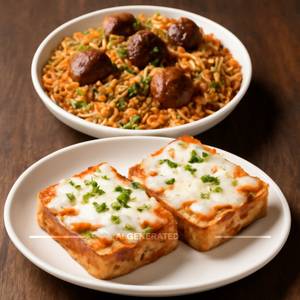 Manchurian Fried Rice + Cheese Peri Peri Open Sandwich