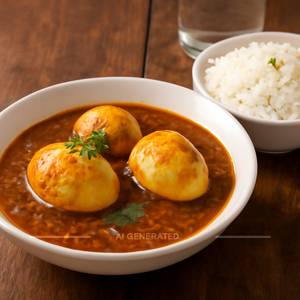 Egg Curry With Steam Rice