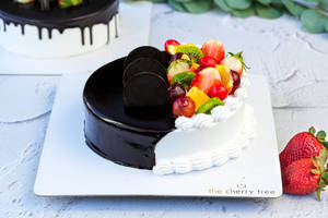 Half & Half Cake (Truffle & Fresh Fruit) [500g]
