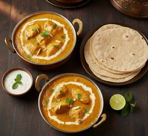 Chicken korma with 4 roti thali