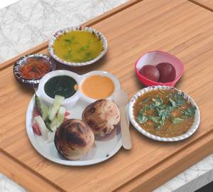 Special Thali Litti Baati (2 Pcs litti + 2 gulab jamun + 1 chai)