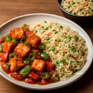 Chilly Paneer With Veg Fried Rice