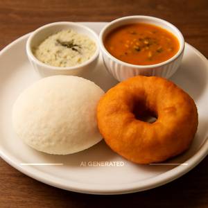 1 Idli + 1 Wada Chutney Sambar