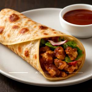 Chicken Chilli Roll Served with Tomato Ketchup