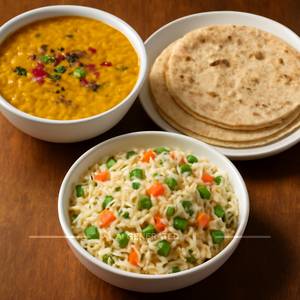 Dal Tadka + 4 Chapatis + Vegetable Pulao