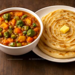Mix Veg With 2 Laccha Paratha Combo