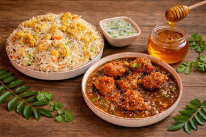 Egg Chicken Fried Rice + Honey Chicken +kachomber