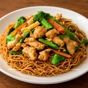 Pan Fried Noodle Chicken