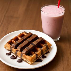 Kitkat Waffle With Strawberry Shake
