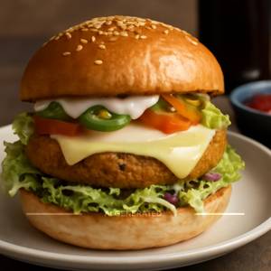 Veg Tikki Cheese Burger