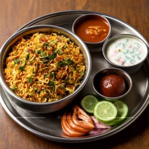 Veg Biryani Thali.