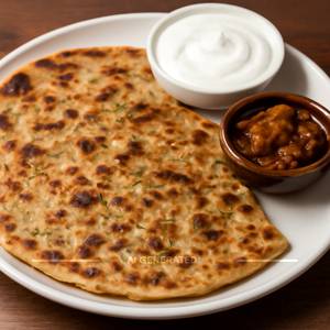 Paneer Paratha With Curd
