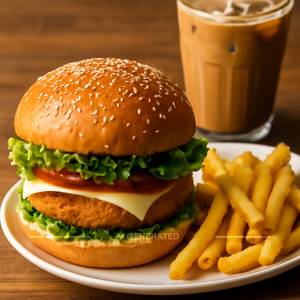 Burger + fries + cold coffee