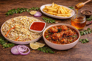Egg Chicken Noodles + Honey Chicken + French Fries