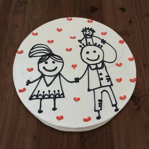 Family Theme White Bento Mango Cake
