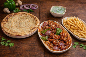 Lachha Paratha + Chilly Chicken + French Fries