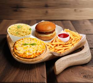 Aloo Tikki Burger+Cheese Corn Pizza+Plain Fries+Plain Maggi