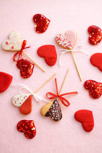 Decorated Heart-shaped Cookie Pops