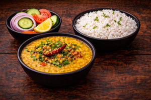 Dal Fry Small + Plain Rice Small +salad