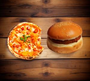 Pizza Margherita + Aloo Tikki Buger
