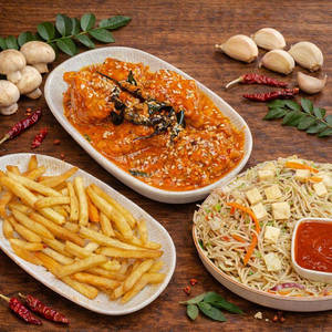 Veg Noodles +mashroom 65 + French Fries