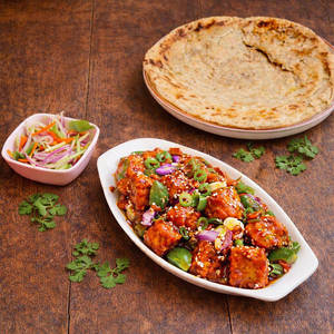 Lachha Paratha+ Chilly Paneer + Salad