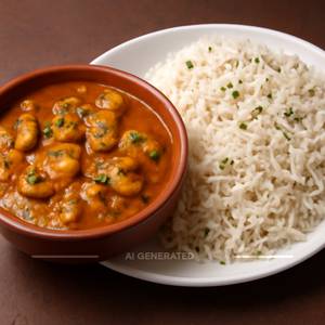 Mushroom Masala and Jeera Rice