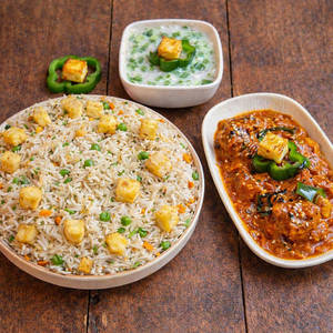 Veg Fried Rice + Chilly Paneer +kachumber