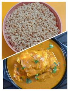 Egg curry with brown rice