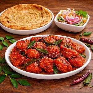 Lachha Paratha + Chicken 65 + Salad