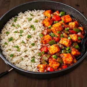 Jeera rice with paneer chilli