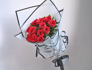 Bouquet of Red Roses in White Premium Paper