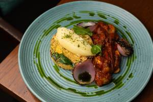 Polenta Crusted Cottage Cheese Steak