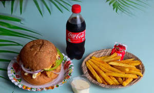 Alloo Patty Burger + Fries + Coke