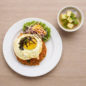 Kimchi Egg Fried Rice With Potato Soup
