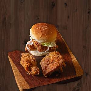 Fried Chicken Burger & 2 Pc Hot & Crispy Chicken