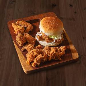 Chicken Fried Burger, Chicken Popcorn, 4 Chicken Hot Wings & Pepsi 250Ml