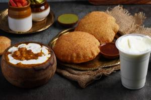 Bedmi Puri+ Sweet Lassi