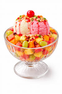Fruit Salad With Double Ice Cream