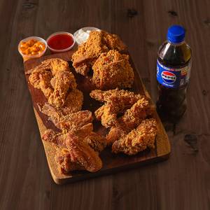 4Pc Hot & Crispy Chicken, 6 Pc Wings, 4 Chicken Boneless Strips, 2 Dips & A Pepsi 250Ml