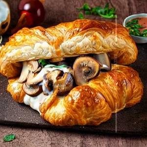 Mushroom & Vegetable Croissant Sandwich