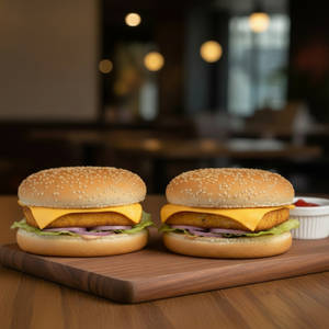 Paneer Tikki Cheese Burger (2 Burgers)