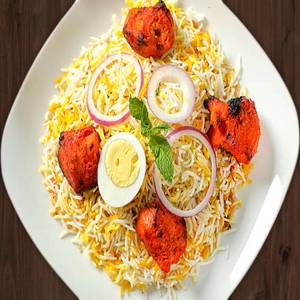 Chicken Tikka Egg Biryani With Raita