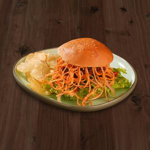 Veg Schezwan Noodle Burger (Punjabi Style)
