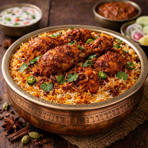 *hyderabadi Bhuna Murgh Biryani (spicy)*