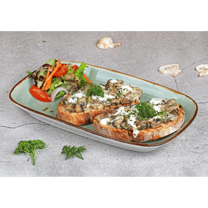 Mushroom bruschetta with parmesan fondue