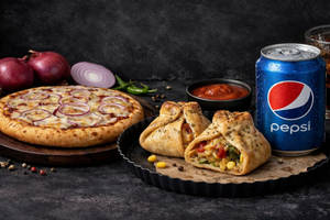 Onion Mania Pizza+veg Parcel+cold Drink(pepsi/7up/dew)