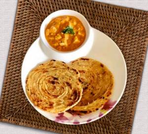 2 Lachha Paratha With Paneer Butter Masala