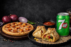 Paneer Mania Pizza+veg Parcel+cold Drink(pepsi/7up/dew)