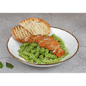 Fusilli al Pesto with Breaded Chicken